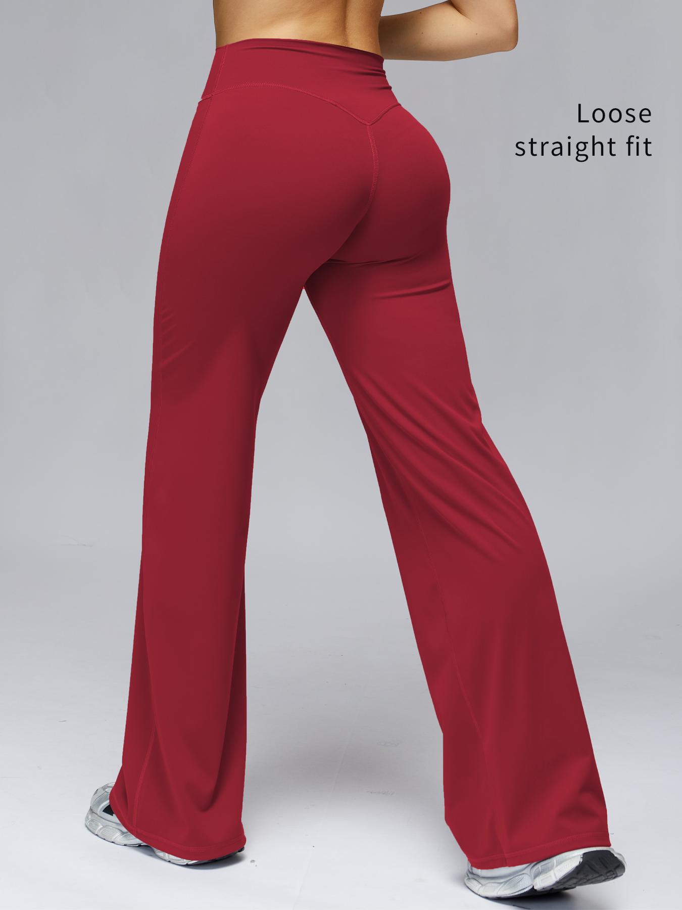 High Waist Flare Leg Yoga Pants, Casual Dance Workout Trousers, Butt Lifting Tight Fit Wide Leggings, European Style High-Waisted Joggers