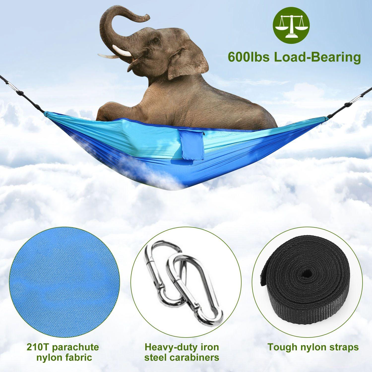 2-Person Hammock with Mosquito Net - 600lbs Load Nylon Hanging Suspension Swing, Folding Portable Outdoor Hammock for Camping, Hiking - Includes Carabiners, Straps, Carry Bag, 2-Person Hammock Hammocks, Folding Portable Hammocks 2-Person Hammock with Mosquito Net - 600lbs Load Nylon Hanging Suspension Swing, Folding Portable Outdoor Hammock for Camping, Hiking - Includes Carabiners, Straps, Carry Bag, 2-Person Hammock Hammocks, Folding Portable Hammocks
