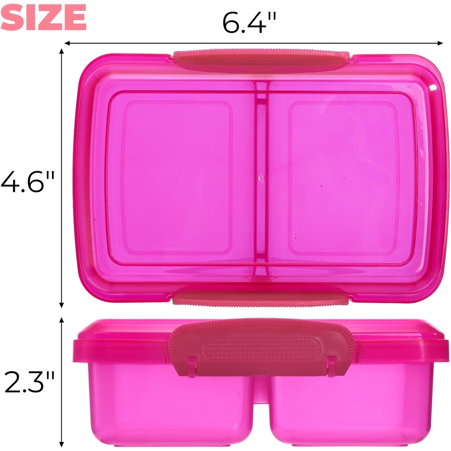 4 count 18 Oz Snack Containers with ,  2 Compartments Plastic  Container with Cute Forks,  Travel Bento Lunch Boxes for  & Adults, Dishwasher Safe