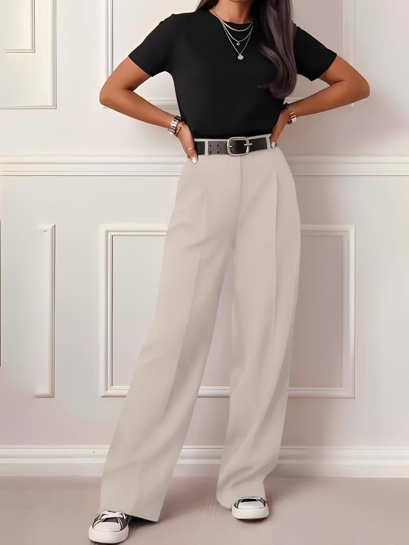 Women's Elegant Casual Business Wide Leg Pants, Pure Color, Suitable for Daily Wear, Home, Commuting, Office Style Women's Elegant Casual Business Wide Leg Pants, Pure Color, Suitable for Daily Wear, Home, Commuting, Office Style