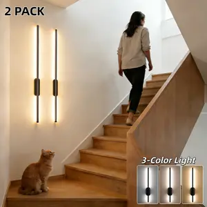 2pcs Modern Nordic LED Linear Wall Sconces, Remote control, Two installation methods, Includes Installation Hardware, Suitable for Bedroom, Living Room, Hallway, Balcony, Dining Room, Stairs, Hotels, Three-Color Temperature Switching, Adjustable Lights