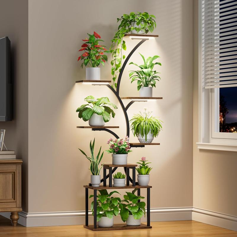 POZILAN Plant Stand Indoor with Grow Light, 8-Tiered Tall Plant Stands for Indoor Plants Multiple, Metal Plant Shelf Display Rack Holder, Flower Stand for Indoor Plants, Living Room, Garden, Patio POZILAN Plant Stand Indoor with Grow Light, 8-Tiered Tall Plant Stands for Indoor Plants Multiple, Metal Plant Shelf Display Rack Holder, Flower Stand for Indoor Plants, Living Room, Garden, Patio