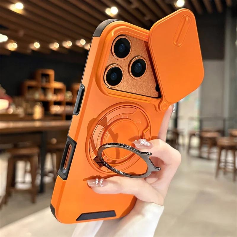 Rotating Flip Full Lens Protection Magnetic Stand Phone Case For iPhone 17 Pro Max 17Pro Air Dual Layer Protection Armor Cover
