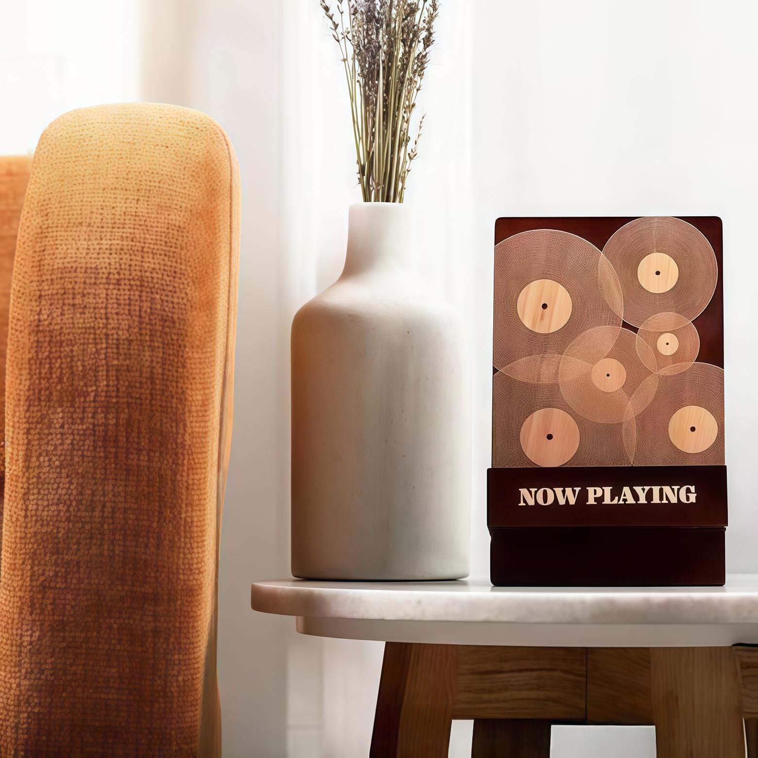 Wooden Vinyl Record Stand, Removable Solid Wood Multi-Functional CD Storage Rack, Tilted Design for Vinyl Records and Cds