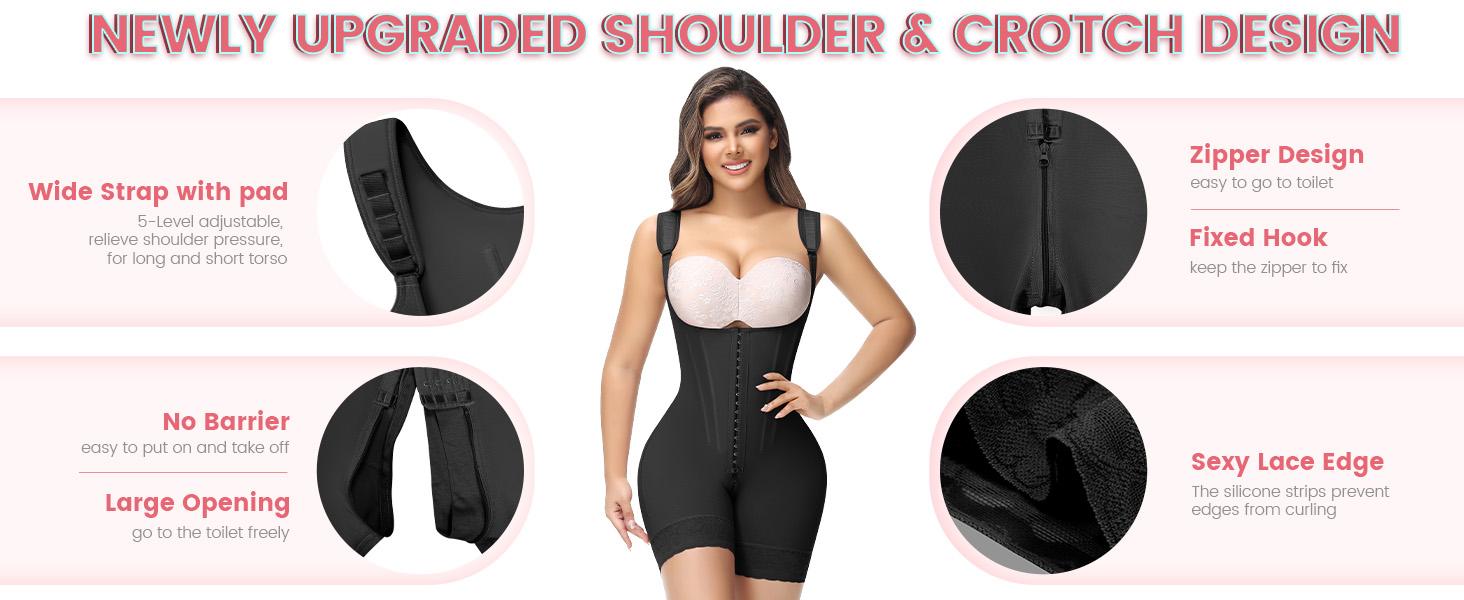 SHAPESHE Shapewear for Women Hourglass Bodysuits Corset Garment with Zipper Crotch