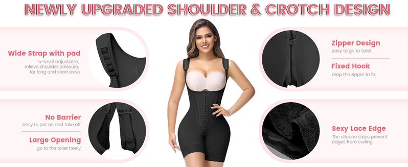 SHAPESHE Shapewear for Women Hourglass Bodysuits Corset Garment with Zipper Crotch