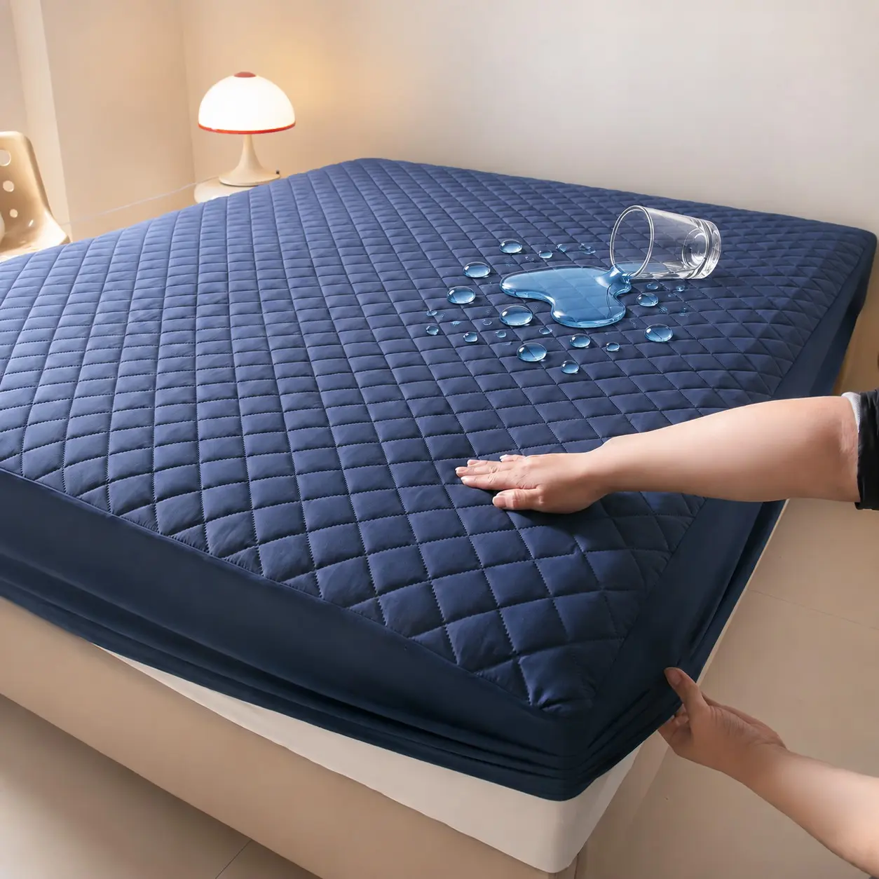 Fitted Mattress Cover, Multiple Colors & Sizes Available, Diamond Quilted Top with Wraparound Skirt, Dirt-Resistant & Machine Washable, Fits 6–30cm Thick Mattresses, Noiseless Bedding for Home Bedroom, College Dorm & Hotel, Pillowcase Not Included