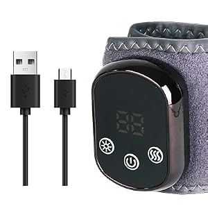 Rechargeable Cordless Wrist Heating Pad - Adjustable 5 Heat Levels & 3 Vibration Modes, Fits Left & Right Hands for Work, Travel, Exercise