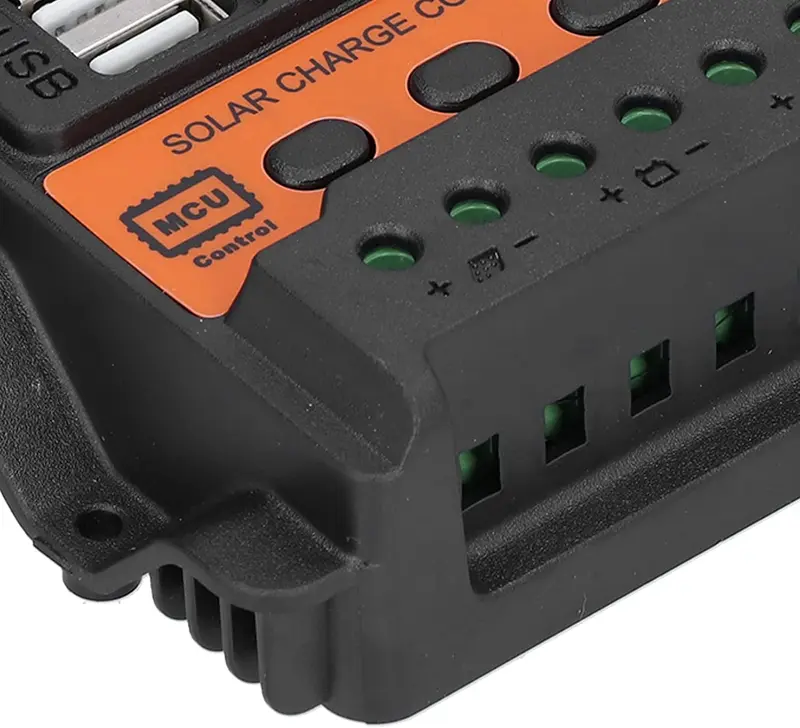 Industrial Grade MCU Control Solar Panel Charge Controller - 12V/24V Auto Mode, 2.5A USB Output, 3-Stage Charging Manag., Anti-Backflow Circuit, Self-Recovery, Ultra-Low Heat Generation, 4.4*4.9in Compact Large LCD Screen for RV, Home Use (Single Unit) Industrial Grade MCU Control Solar Panel Charge Controller - 12V/24V Auto Mode, 2.5A USB Output, 3-Stage Charging Manag., Anti-Backflow Circuit, Self-Recovery, Ultra-Low Heat Generation, 4.4*4.9in Compact Large LCD Screen for RV, Home Use (Single Unit)