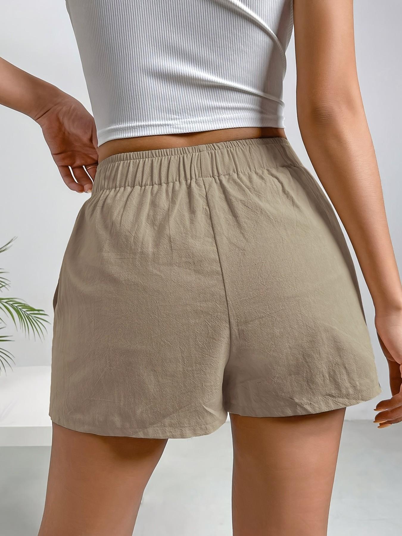 Summer Casual Elastic Waist Shorts, Multi-Color Loose Fit A-Line Wide Leg Pants, Home Commute Versatile Slimming Hotpants