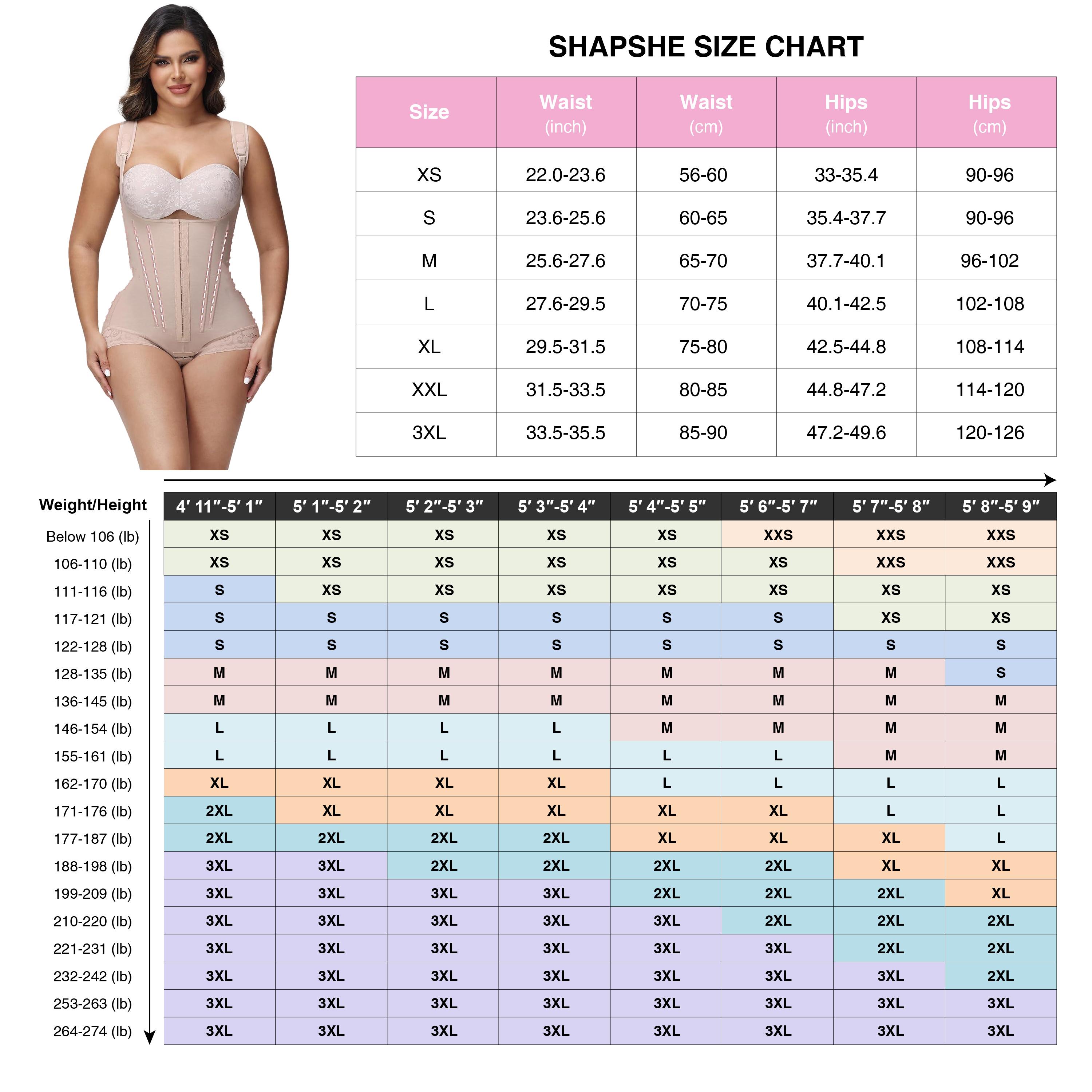 SHAPSHE Fajas Colombianas Moldeadoras Postpartum Stage 2/3 Tummy Control Shapewear for Women with 8 Bones