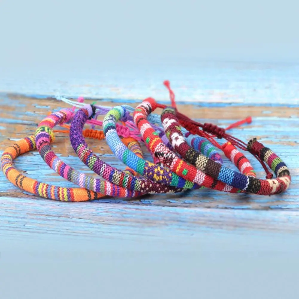 10PC Unisex Outdoor Boho Woven Friendship Bracelets - Ethnic Patterns, Soft Acrylic, Geometric Braided, Adjustable Colorful Fabric, Stackable Wristbands, Multi-Style Combo Pack