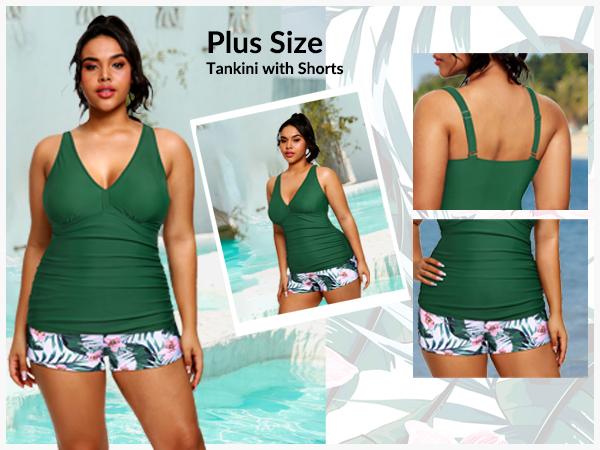 Yonique Womens Plus Size Swimsuits with Shorts Tummy Control Tankini Two Piece Bathing Suits Athletic Swimwear Plus Size Tankini with Boy Shorts High Waisted Full Coverage Swimsuit Yonique Womens Plus Size Swimsuits with Shorts Tummy Control Tankini Two Piece Bathing Suits Athletic Swimwear Plus Size Tankini with Boy Shorts High Waisted Full Coverage Swimsuit