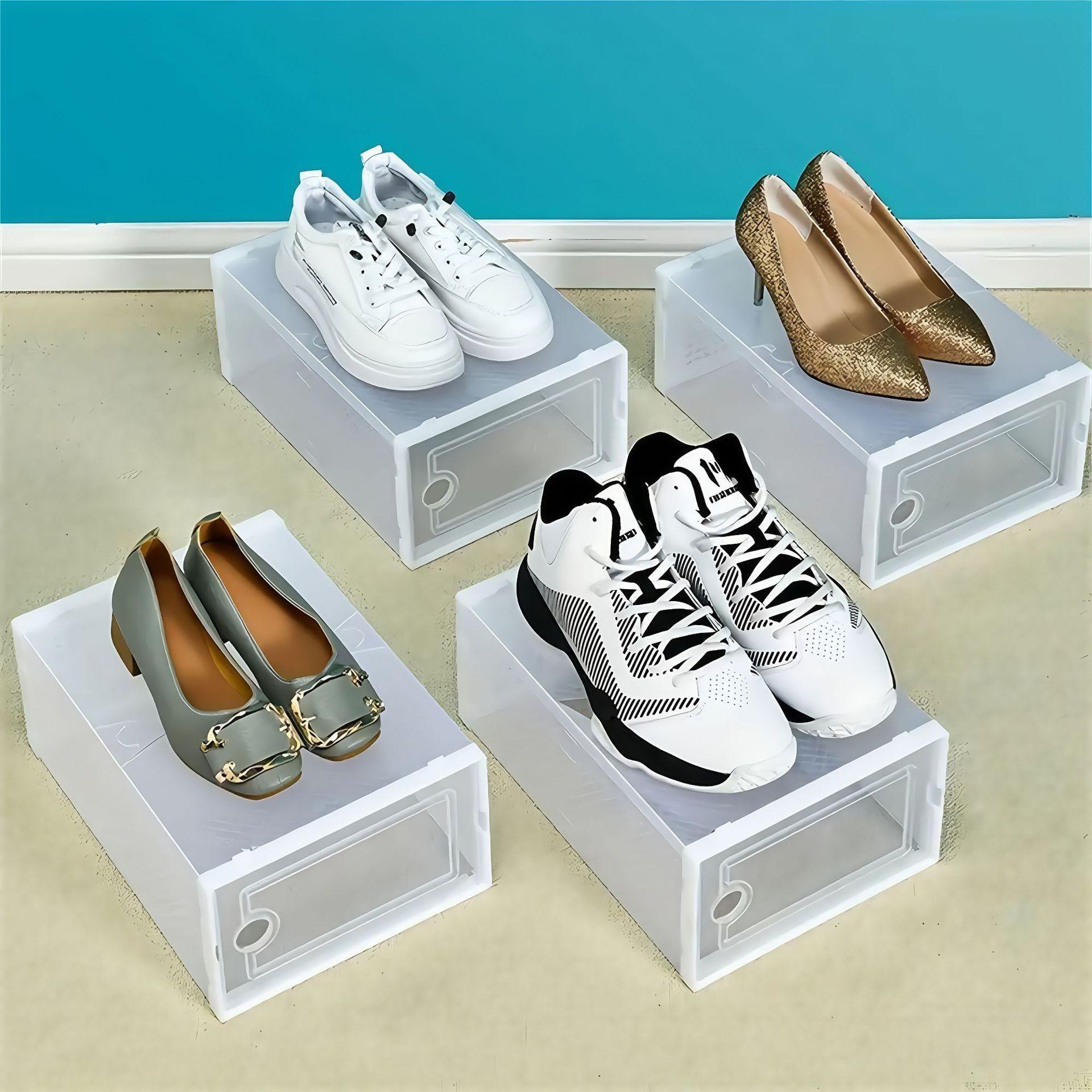 Clear Plastic Stackable Shoe Boxes, Upgrade X-Large Shoe Organizer, Drop Front Design with Transparent Door, Ideal for Sneaker Display