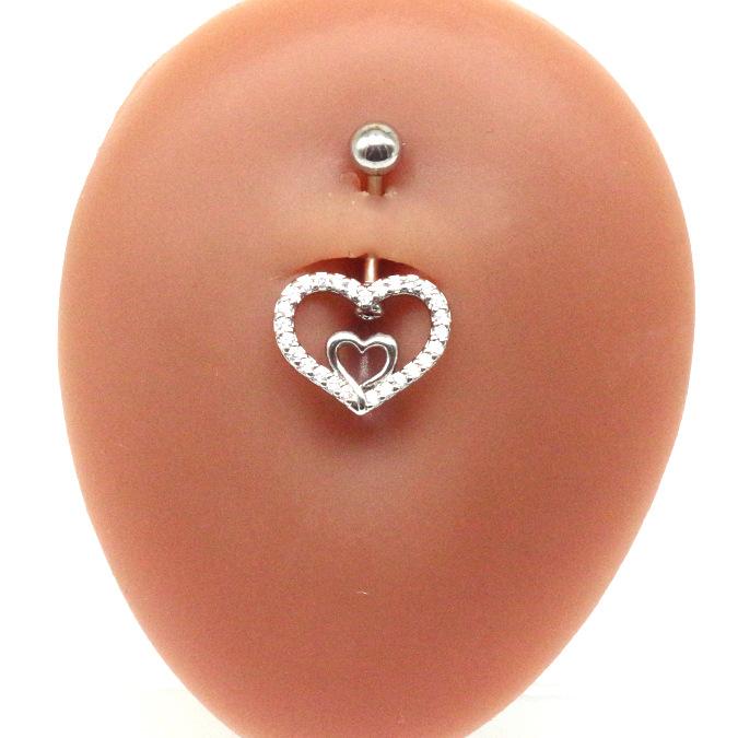 Heart-shaped navel ring, navel stud, navel ornament, water drop pendant, navel ring body piercing jewelry