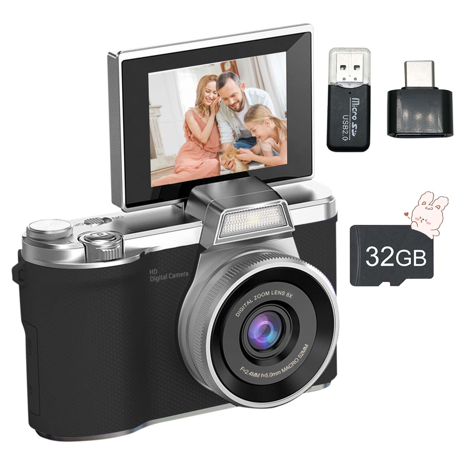 Fashion Vintage Digital Portable Camera High Resolution Portable Design for Social Media Content Creation Small Video Recording USB Charging