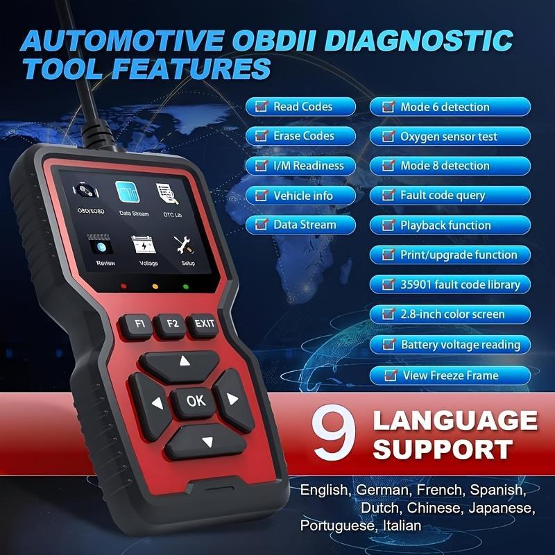 V519 Car Code Reader Obd2 Fault Detector Multi-Function Scan Tool, Automotive Diagnostic Scanner, Car Troubleshooting Device, Car Battery Tester