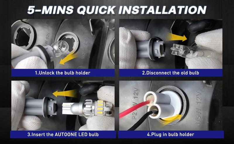 AUTOONE 912 921 T15 LED Bulbs Reverse Light Bulb 6500k White, Flash Strobe W16W T15 906 922 LED Canbus Reversing Backup Turn Signal Lamp, 2400LM 300% Brighter Non-polarity CANBUS Error Free Plug and Play LED Light Bulb, Pack of 2