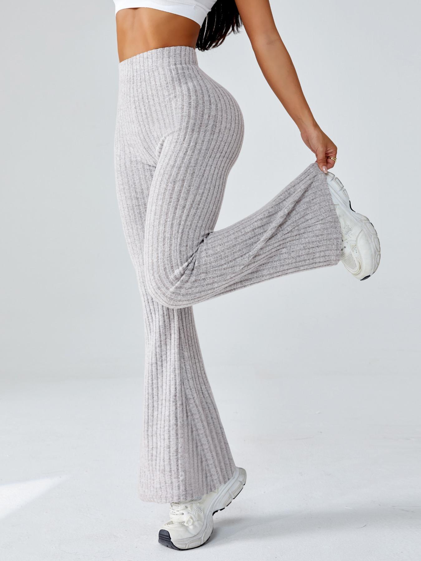 Women's Halloween High-Waisted Sporty Yoga Pants, Tight-Fitting Knit Fabric, Fall & Winter Casual Wear, Fashionable Ladies Activewear, Solid Flare Leggings