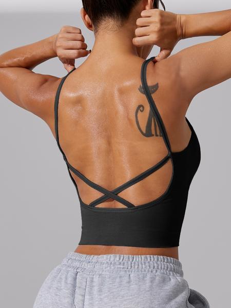 Women’s B1069-1 Sports Vest, Plain Color Tight Fit V Neck Tank Top for Outdoor Running, Fitness, and Yoga Top, Gym Tops