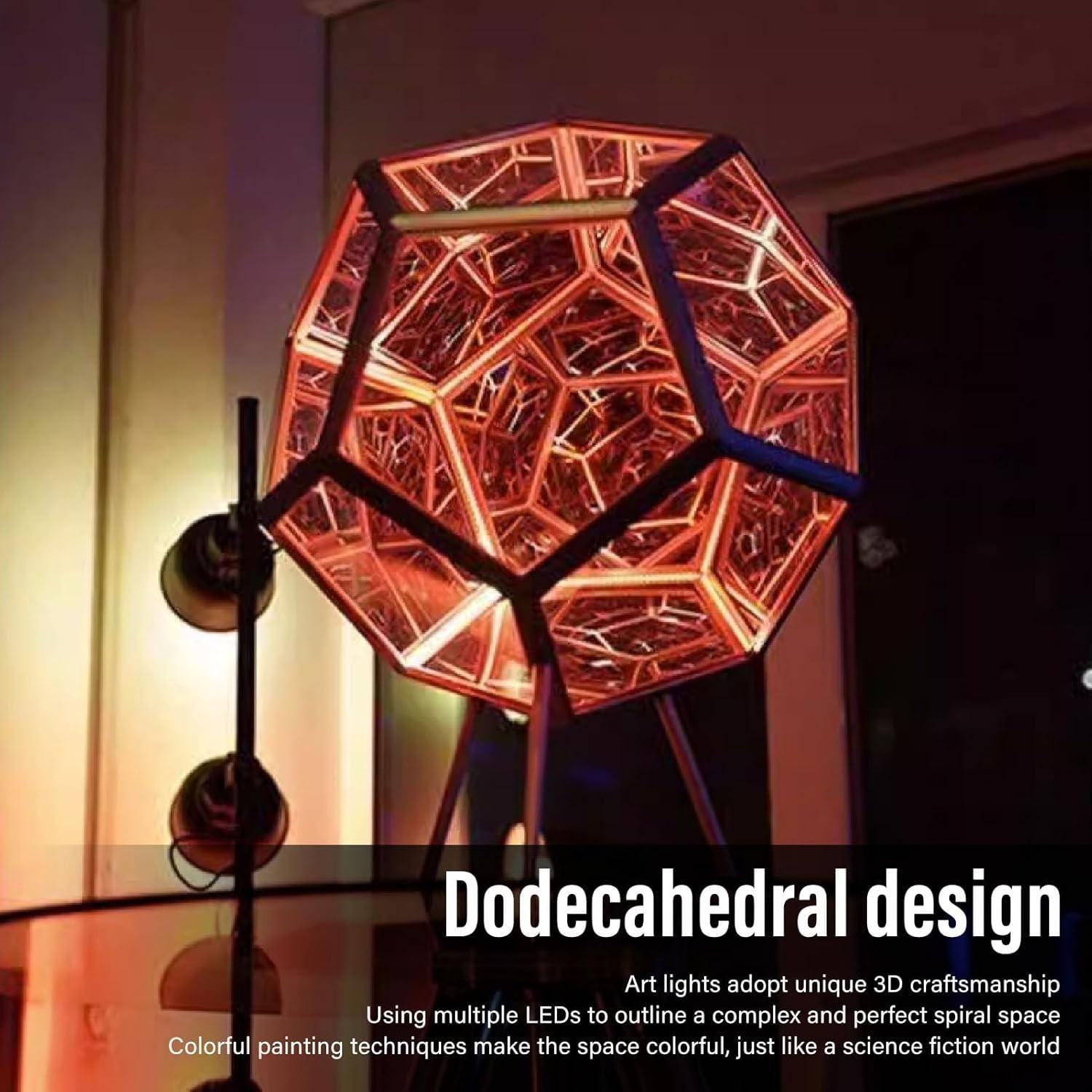 Twelve-Faced Game Lamp, Infinite Twelve-Faced Colorful LED Light, USB Powered Decorative Nightlight, Multi-Color LED for Bedroom Living Room Desk Decoration, Acrylic Led Light