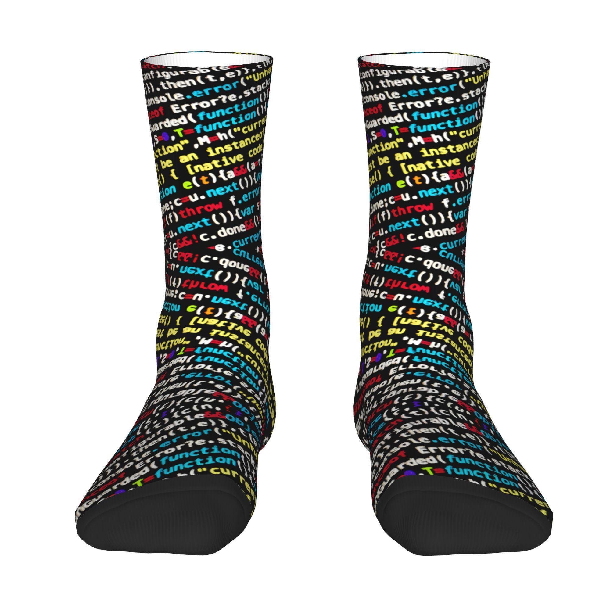 Men' Linux & Python Coding-Themed Full-Body Print Sock - Tech Gift for Programmers, Casual Wear for Conventions & Daily Use -