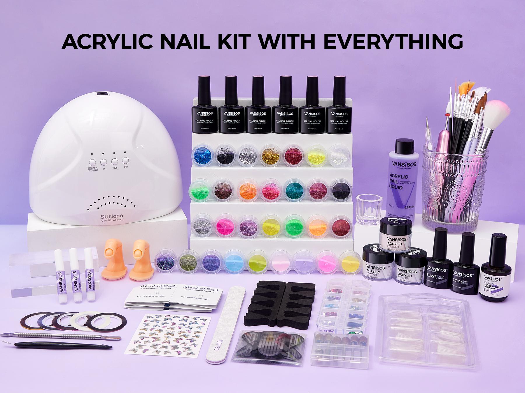 VANSISOS Professional Acrylic Nail Kit for Beginners | Acrylic Nail Charms & Complete Full Nail Supplies