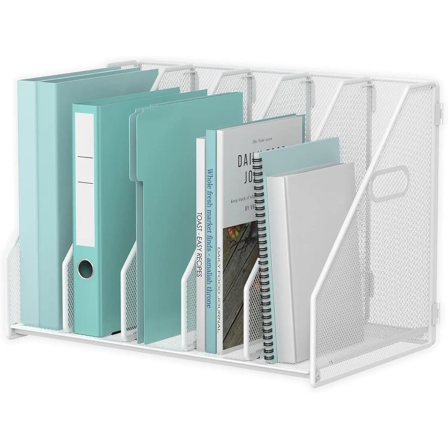 Desk File Organizer Folder Holder with 5 Vertical for Office White