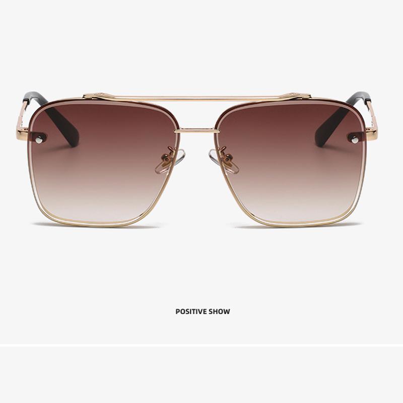 Tangle Free Flat Top Sunglasses for Women Double Bridge Aviator Sun Glass for Men Fashion UV400 Eyewears Metal Big Square Frame sun lasses snag free sunglasses sunnies style bella sunnies