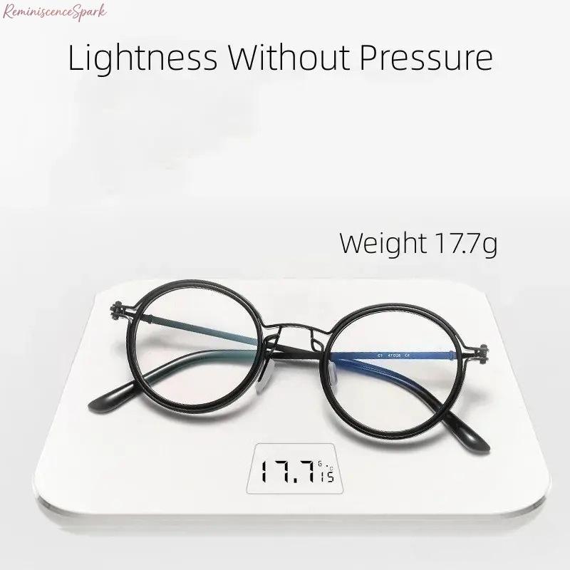 Unisex Metal Round Anti Blue Light Eyeglasses, Slim lightweight clear lens design, eye protection fashion eyewear suitable for home office, computer use, study and everyday casual outfits
