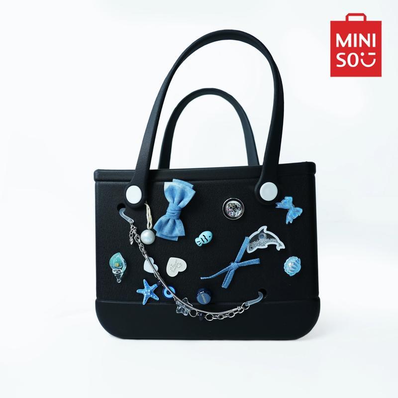 Classic Handheld Perforated Tote Bag with 2 Stylish Pre-Matched Accessories Set, Lunch Bag with Barbie Charms, Versatile, Lightweight & Fashionable for Everyday Use Carry