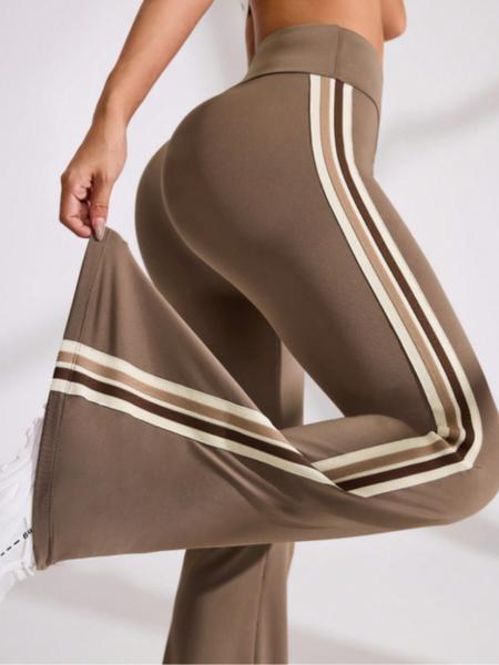 Women's Halloween High-Waisted Sporty Yoga Pants, Gym Sportswear Bottoms, Tight-Fitting Knit Fabric Colorblock Design, Fall & Winter Casual Wear