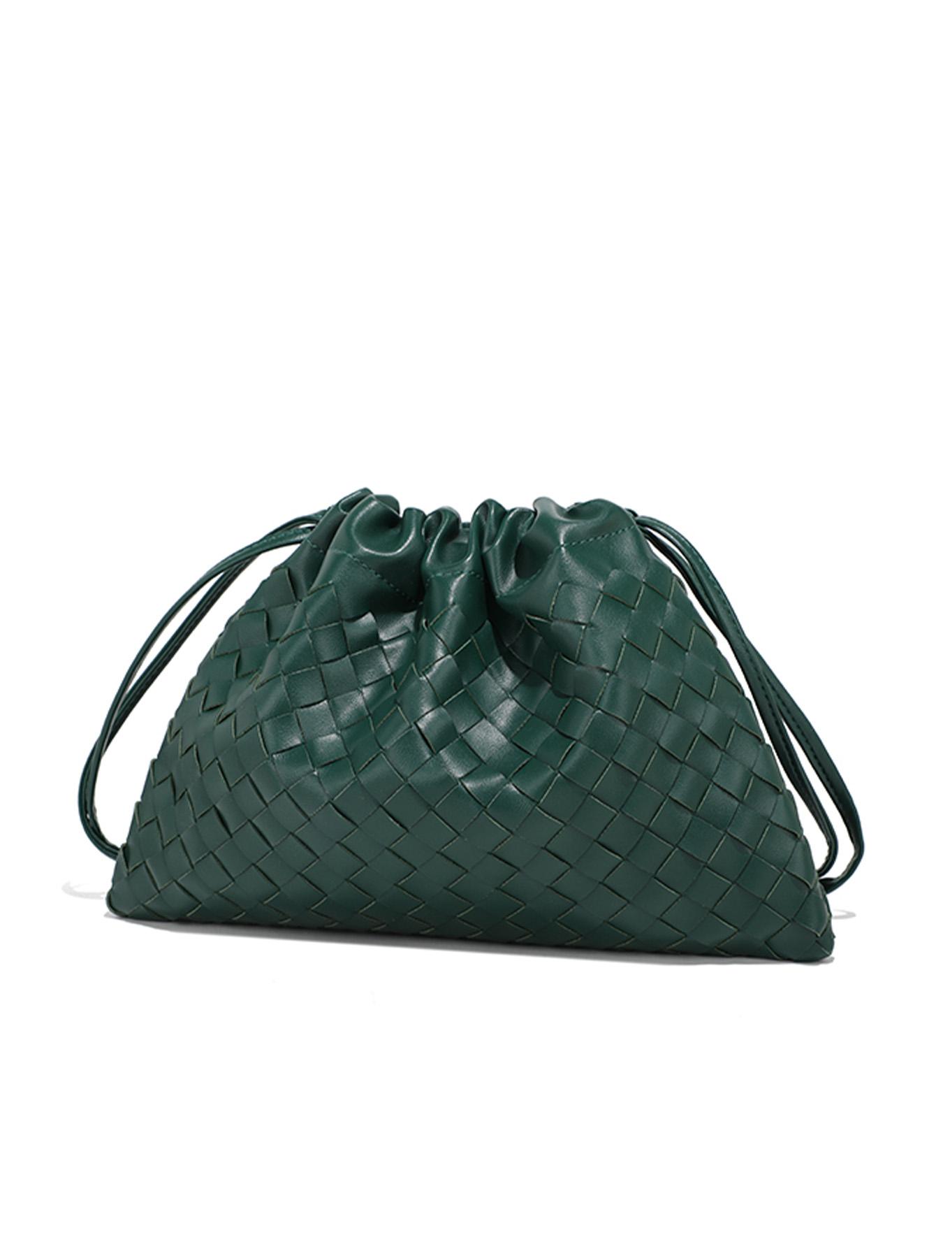 Meadow Cloud Bag, Relaxed Crossbody Small Bag, Underarm Shoulder Crossbody Woven Trash Bag, Drawstring Bag, Versatile Retro Woven Crossbody