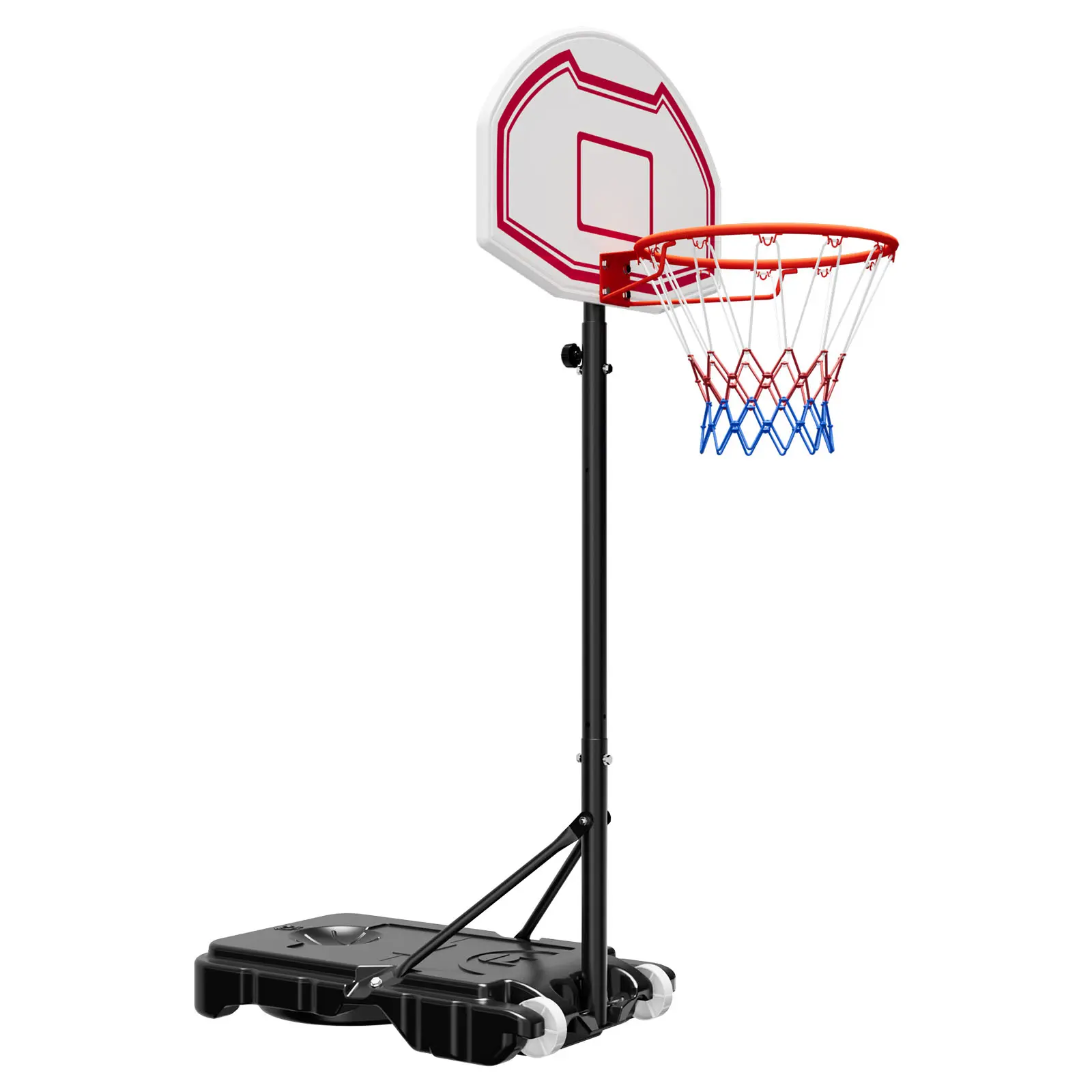 Portable Basketball Stand, 5.2 to 6.9 ft Height Adjustment Basketball Hoop & Goal, Kids Adjustable Basketballs Hoop with Nylon Net & Rolling Wheels, Portable Backboard Set for Patios, Poolside