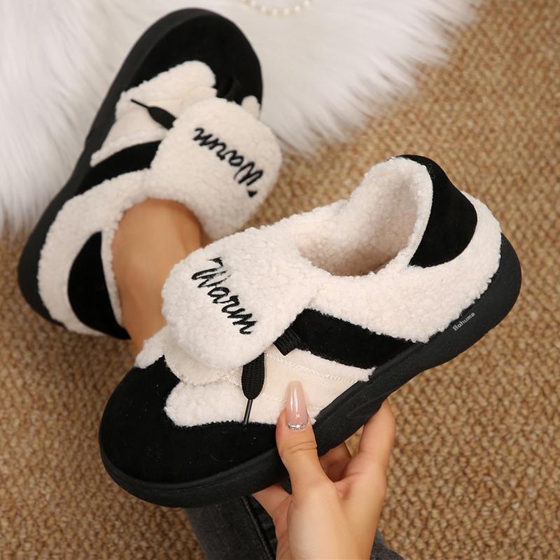 Women's Snow Shoes Fashion Casual Sneakers Breathable Flat Winter Padded Warm Women Fleece Slippers Indoor Outdoor Shoes