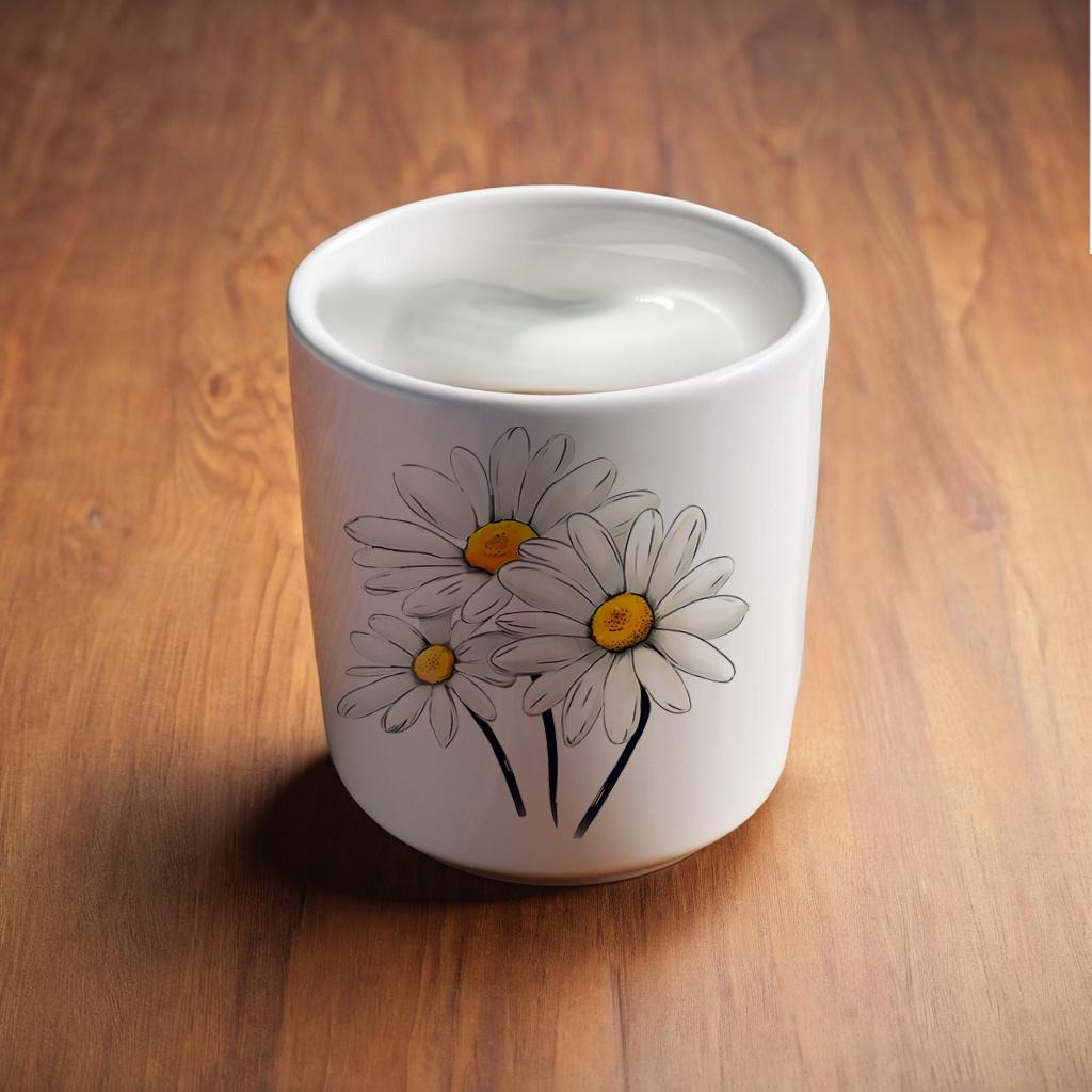 White Daisies Floral Pattern Ceramic Color Changing Mug, Heart Handle, 11 oz/330 ml - Great for Halloween, Christmas, Valentine's Day, Mother's Day and Father's Day Gifts