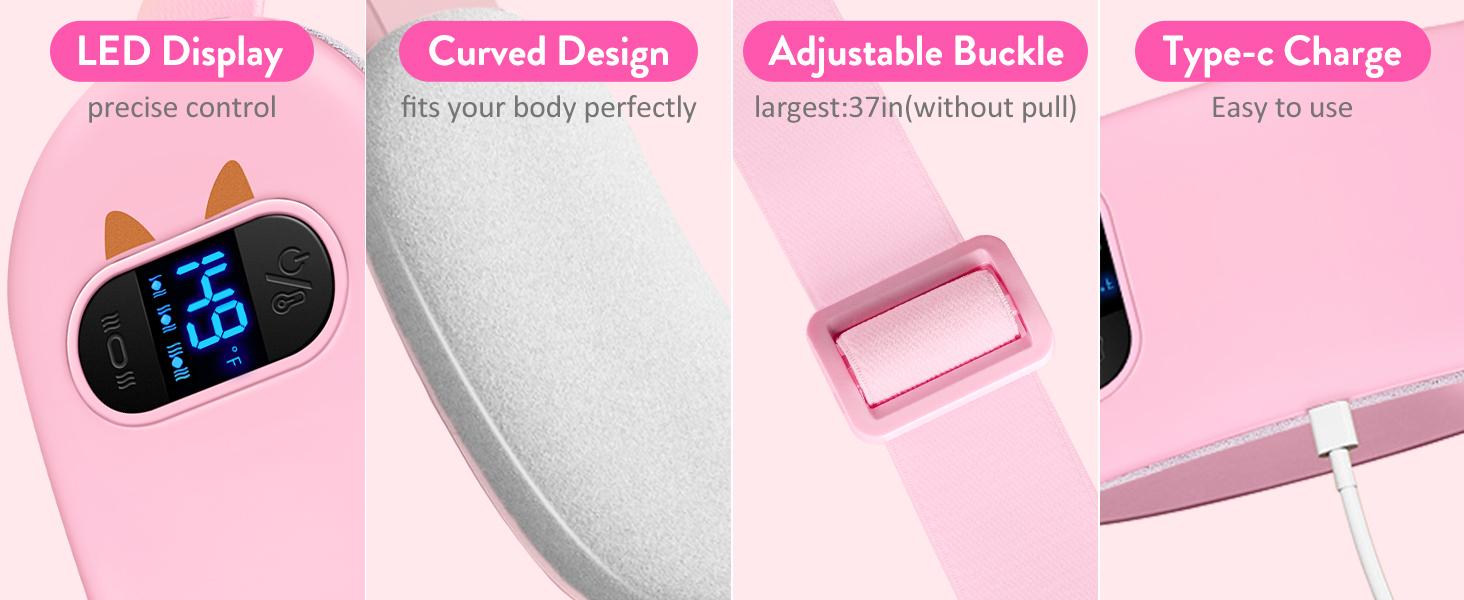 Heating Pad for Period Cramps FSA Eligible Portable Cordless Back Belly Heat Pad with 6 Heating Levels & 6 Massage Modes USB Rechargeable for Menstrual Cramps Relief