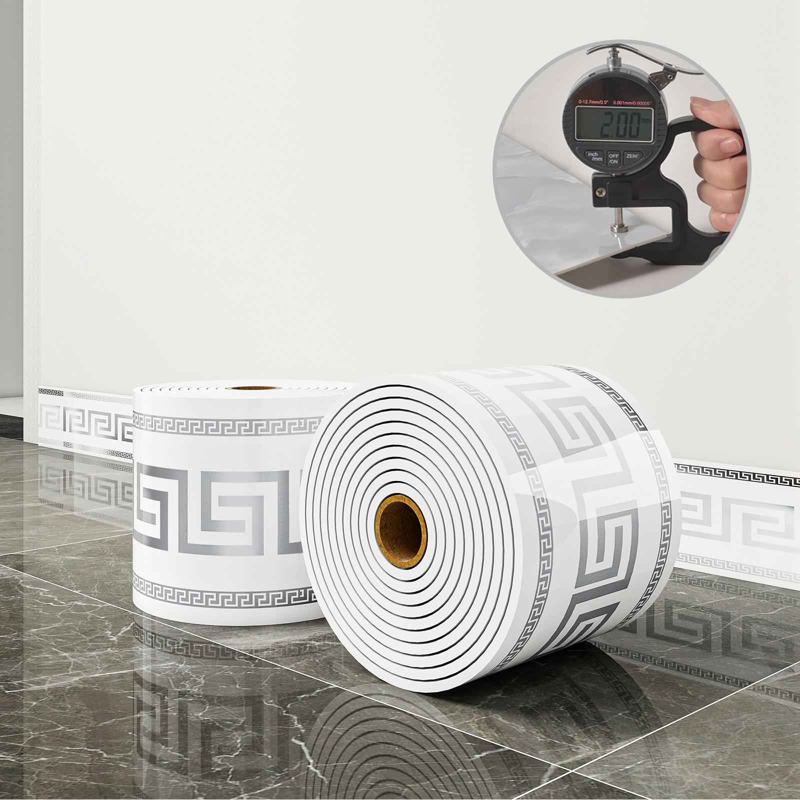 1 roll, 197 inches x 3.94 inches, large thickened version, European-style marble tile panel wallpaper, self-adhesive PVC faux brick, peel and stick, DIY removable with no residue, waterproof, wear-resistant, long-lasting