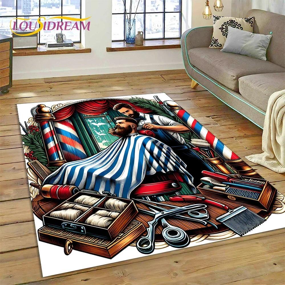 Vintage Barbershop Portrait Flannel Area Rug - Retro Hairstyle Salon Print Soft Mat for Barber Shop & Home, Non-Slip Man Cave Decor#BarbershopRug #VintagePortraitMat #RetroSalonDecor #ManCapeCarpet #NonSlipFlannelRug