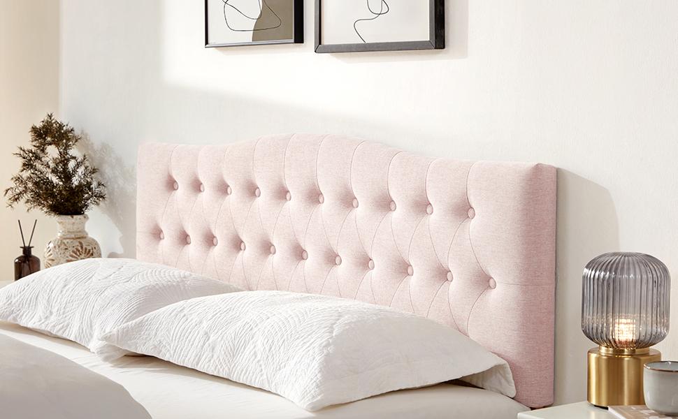 Tufted Upholstered Headboard Twin/Full/Queen/King Size, Sturdy and Durable Solid Wood Bed headboard, Fabric Headboard Adjustable Height from 37” to 51”, Modern Button Diamond Design Head Board