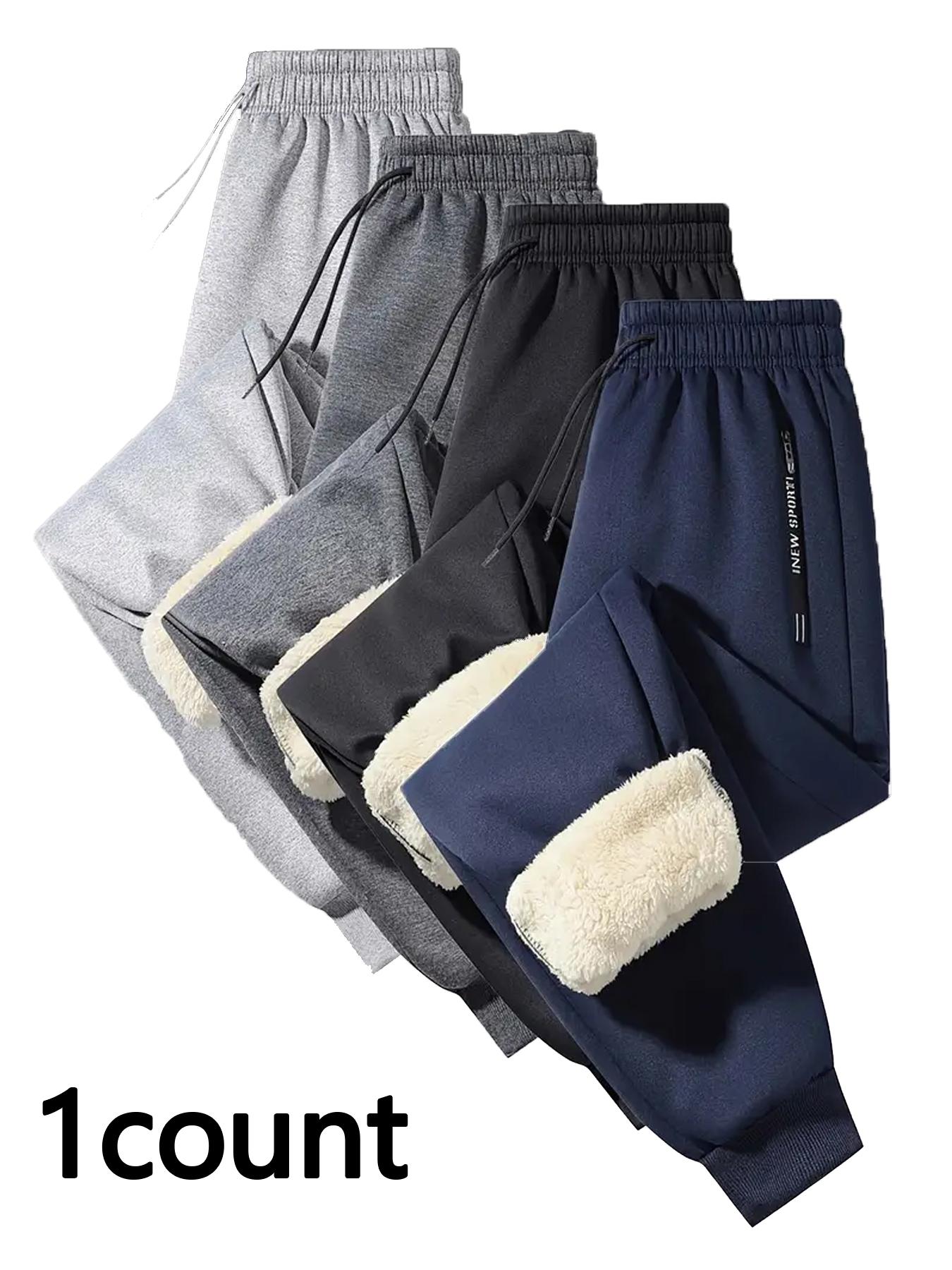 Men's Casual Fleece Pants for Autumn & Winter, Thick Comfortable Warm Outdoor Sports Trousers, Fitted Style for Active Wear, Soft Comfy Sweatpants