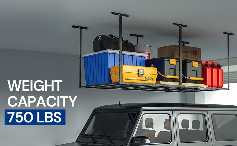 SunsGrove 4x8 Overhead Garage Storage Rack, 800LBS Adjustable Ceiling Mounted Storage Racks Heavy Duty, Hanging Garage Storage, 48 in. W x 96 in. L x (22-40 Ceiling Dropdown) Organiser Hangable