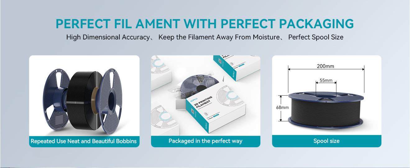 SUNLU Carbon Fiber PLA, Strong and Lightweight PLA 3D Printer Filament, PLA Filament 1.75mm Dimensional Accuracy +/- 0.02 mm, Neatly Wound 3D Printing Filament, 1KG Spool. (Black)