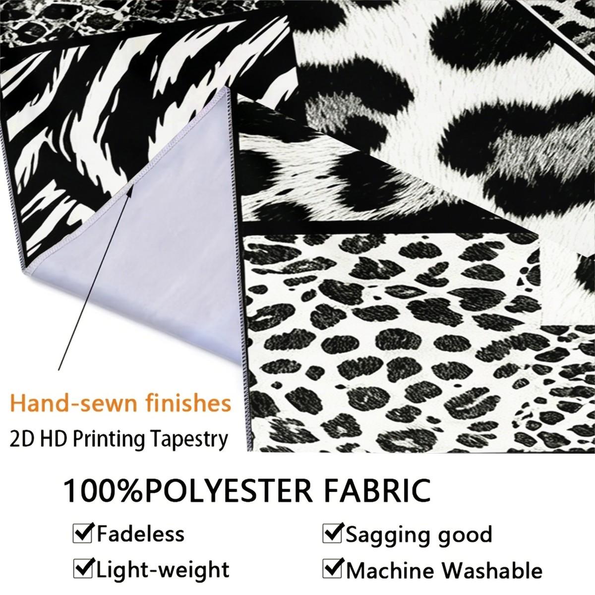 Personalized Initial Wall Tapestry, Retro Leopard Print Patchwork, Easy Care Good Shading, Suitable for Living Room Rental Wall Decor