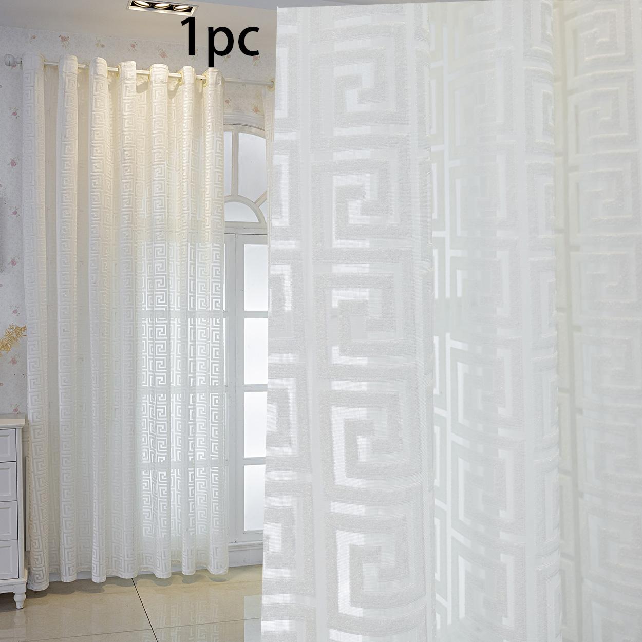 Geometric Pattern Curtain, 1 Panel Modern Simple Window Curtain, Home Decorative Curtain, Home Decoration Curtain, Home Textile for Living Room, Balcony, Bedroom or Restaurant
