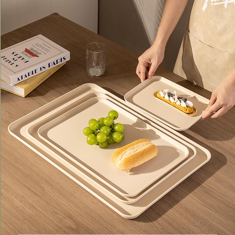 1 Piece Plastic Solid Color Tray, Household Rectangular Serving Table Storage Plate For Tea Cup, Water Cup, Breakfast, Dessert