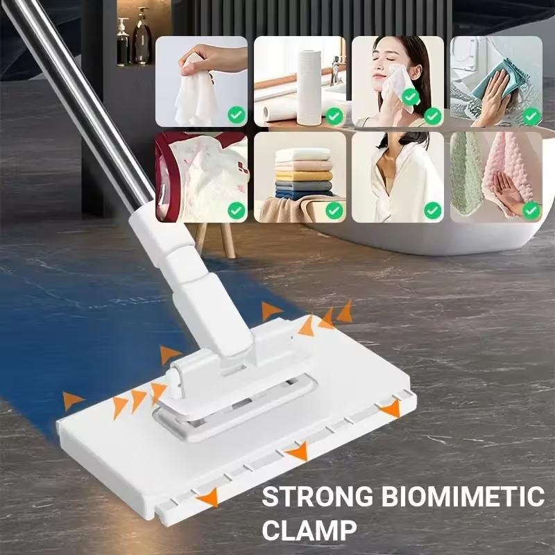Hand-Free Automatic Mop + 4 Replacement Pads, Floor Cleaning Tool, Heavy-Duty Abs Structure, Space-Saving Design, Compatible with Standard Cleaning Cloths