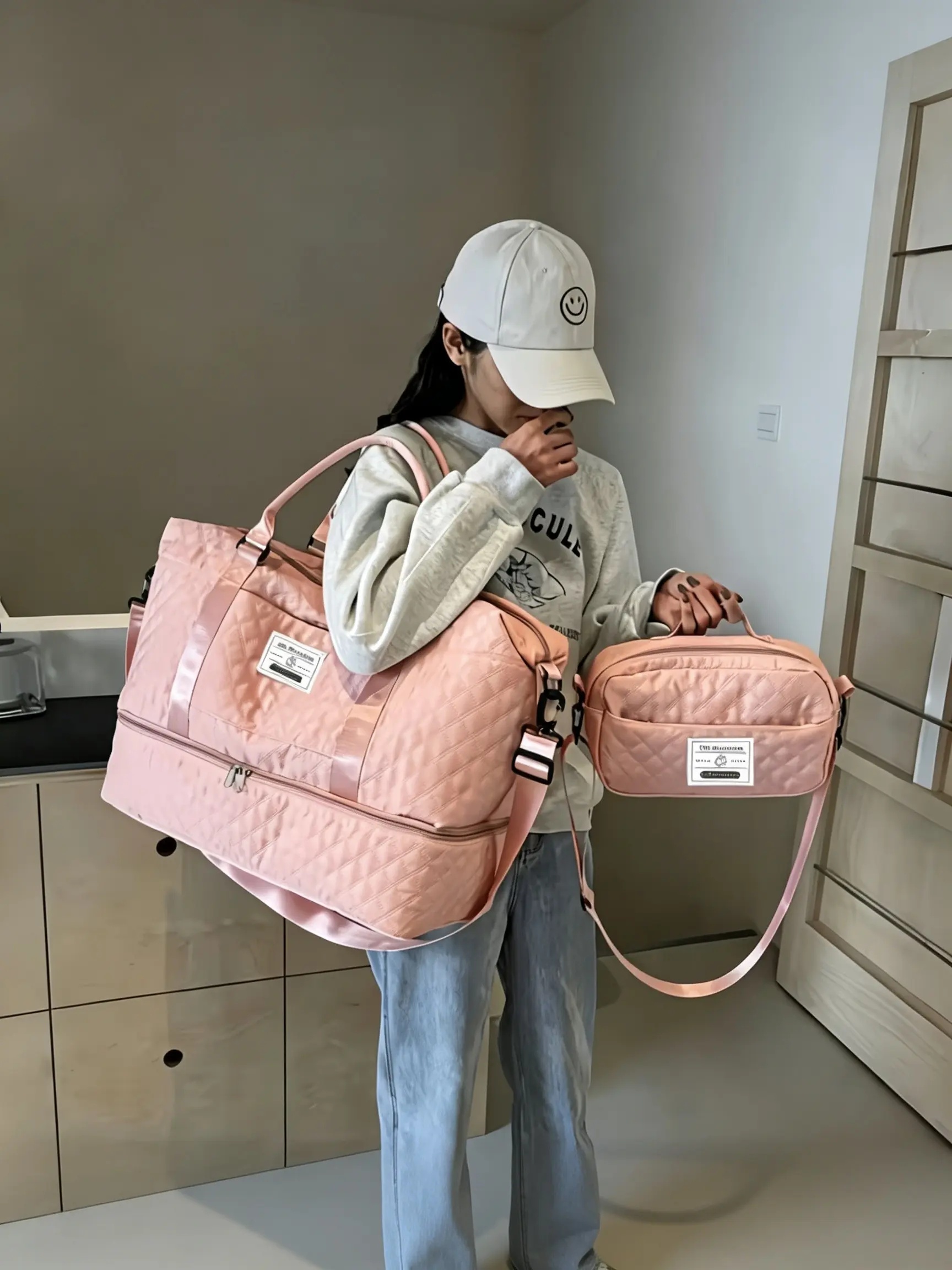 Travel Duffle Bag Set for Women, Weekender Bag with Shoulder Strap, Overnight Bag with Shoes Compartment, Yoga Gym Bag, Hospital Bag, Sports Bag, Duffel Bags