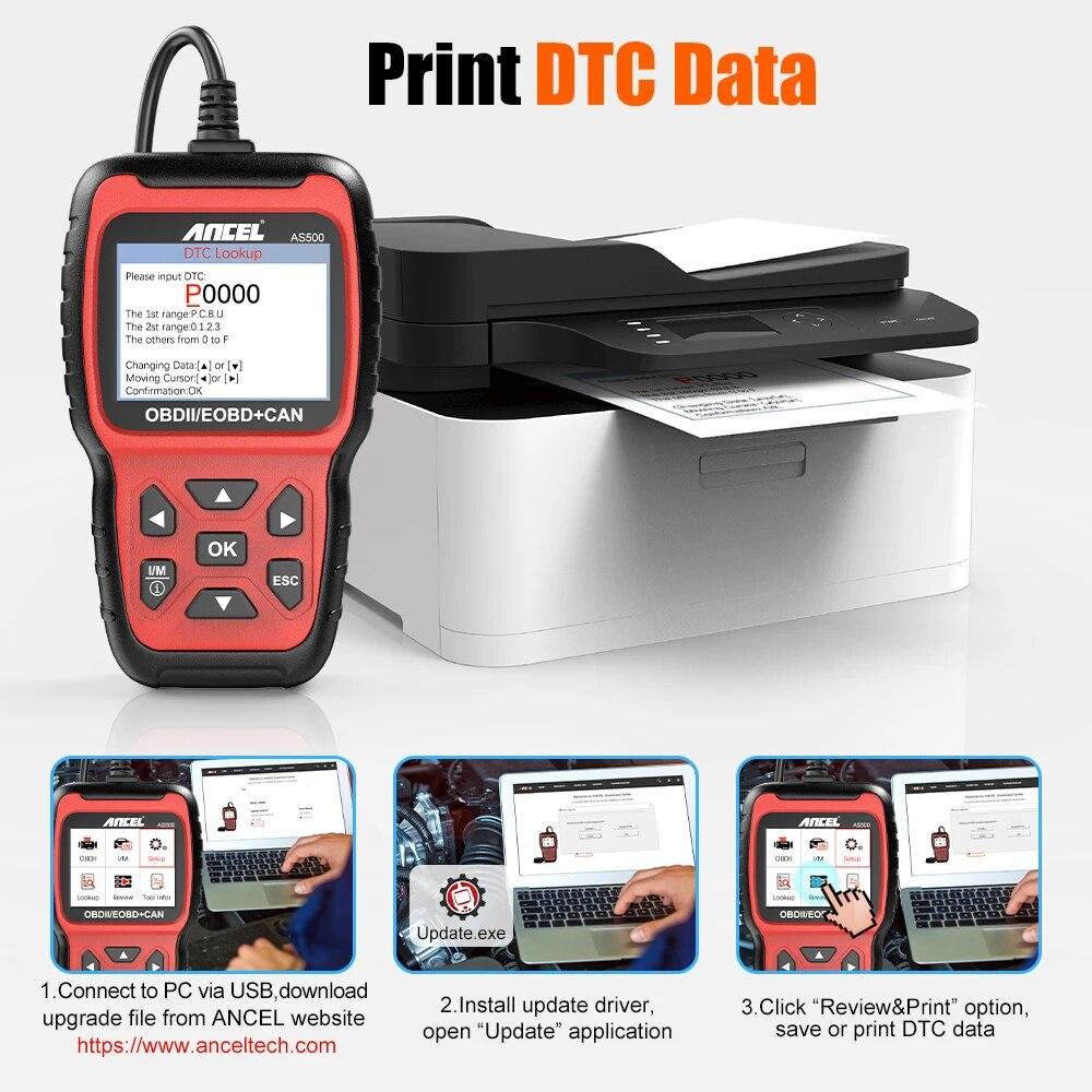 ANCEL AS500 OBD2 Automotive Scanner Engine CheckAutomotive Code Reader Free Update Obdii Vehicle Information