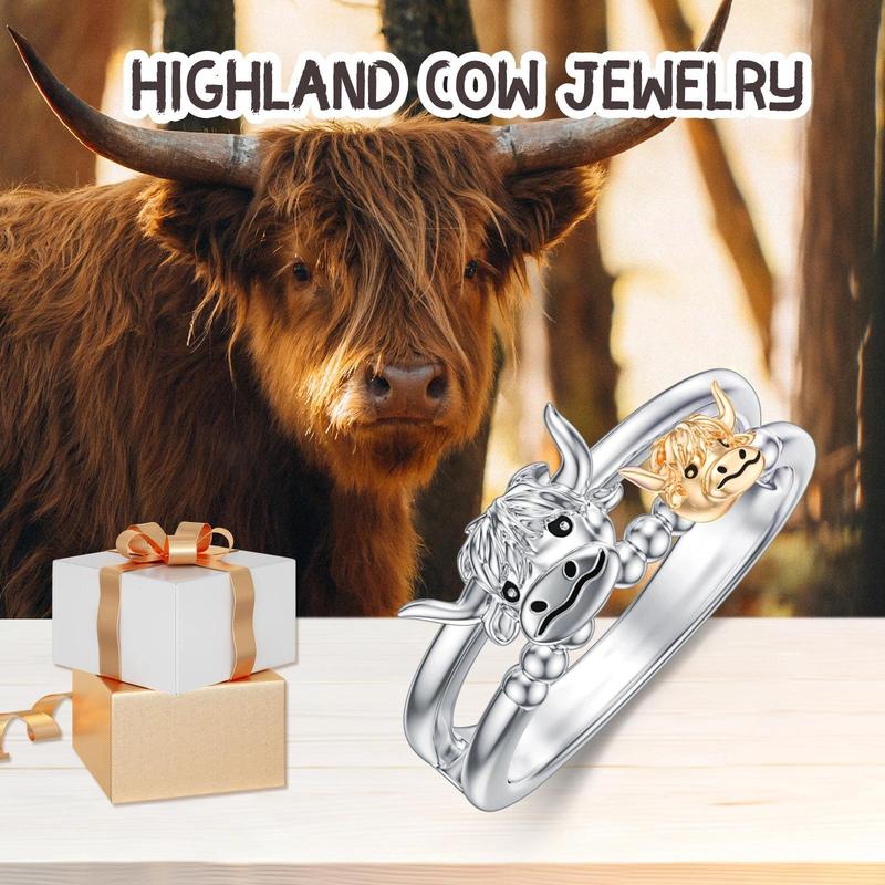 Personalized Highland Cow Ring 925 Sterling Silver Statement Ring Gift for Women Girls Comes with Greeting Card Option Personalized Highland Cow Ring 925 Sterling Silver Statement Ring Gift for Women Girls Comes with Greeting Card Option